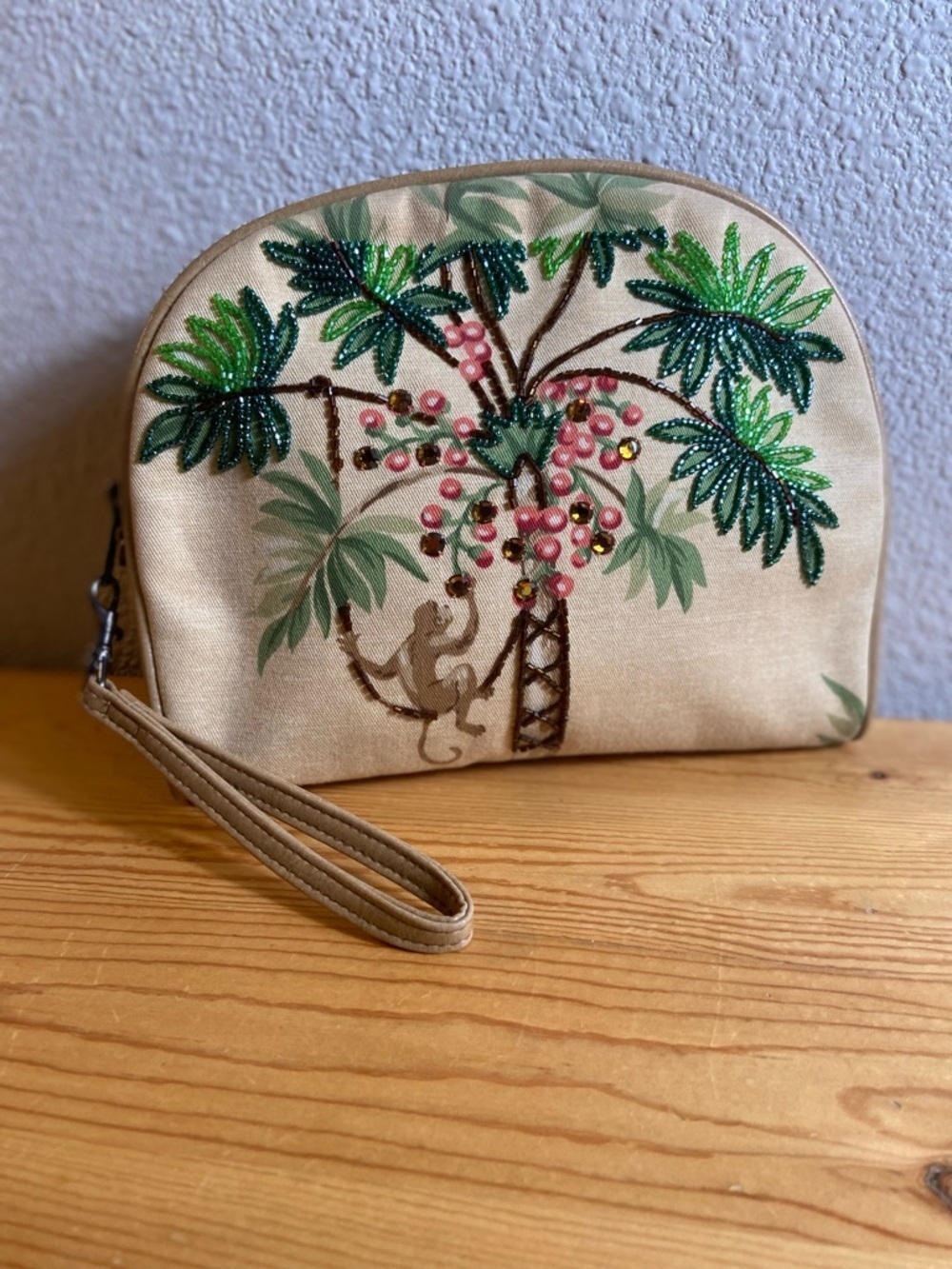 Isabella Fiore~Colorful Bead & Rhinestone~Canvas~Jungle Inspired~Wristlet~Purse~